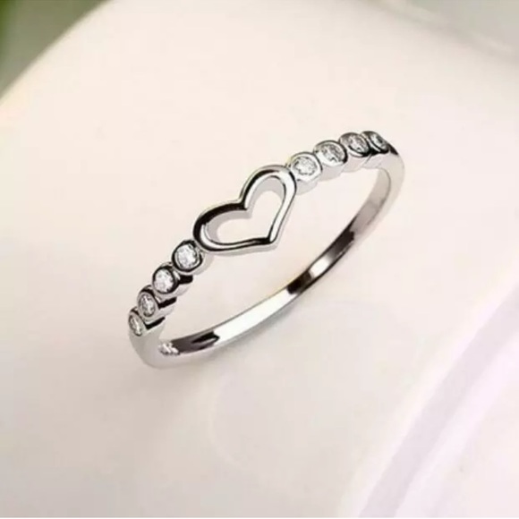 Heart Women 925 Silver Rings White Sapphire  Ring - Picture 3 of 5